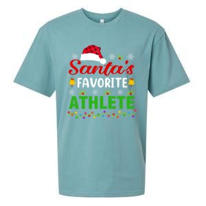 SantaS Favorite Athlete Funny Christmas Athlete Xmas Gift Sueded Cloud Jersey T-Shirt