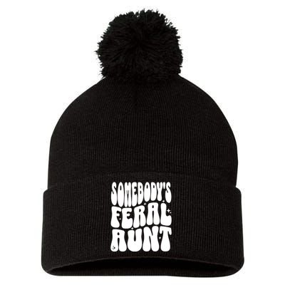 SomebodyS Feral Aunt Pom Pom 12in Knit Beanie