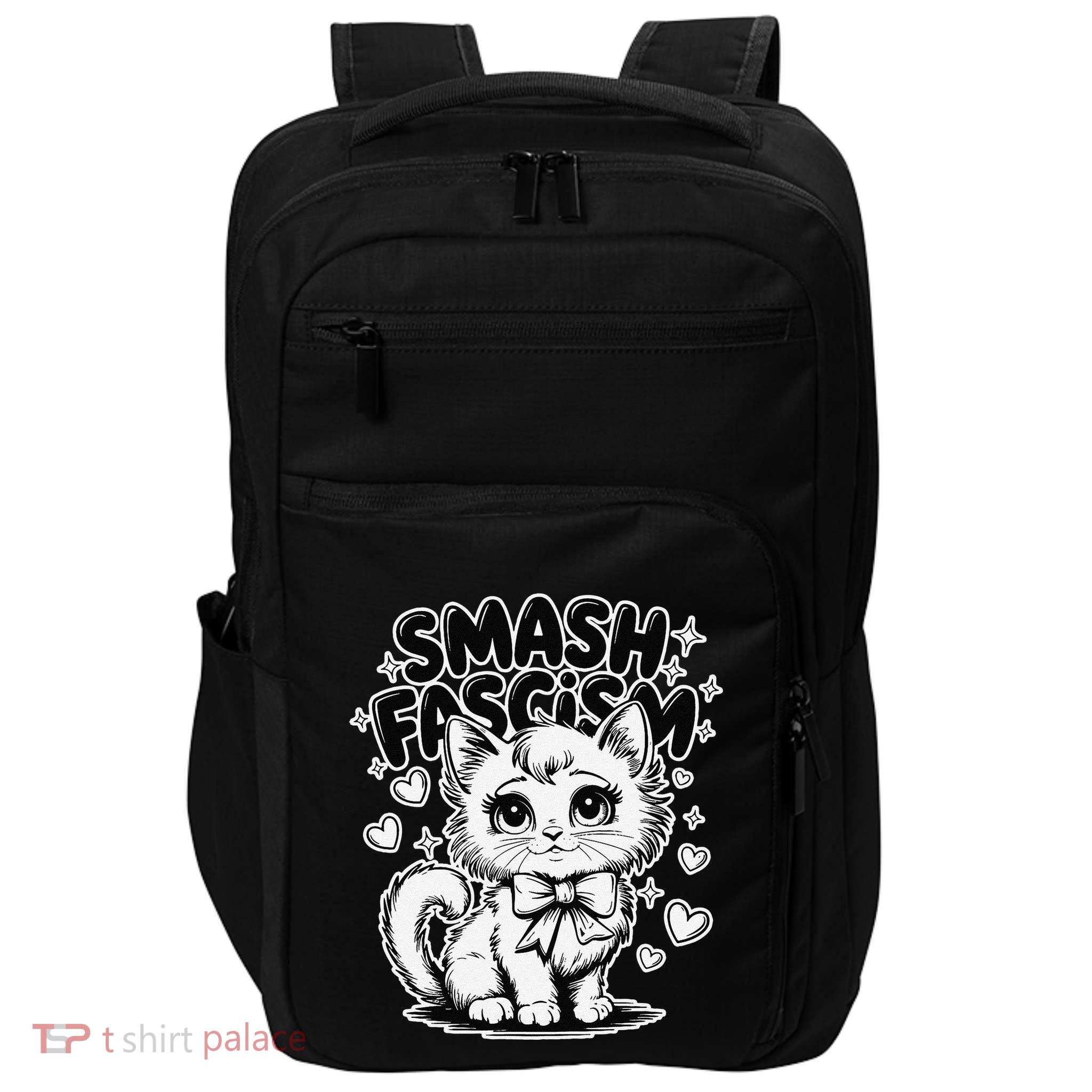 Smash Fascism Antifascism Cat Leftist Resistance Liberal Impact Tech Backpack