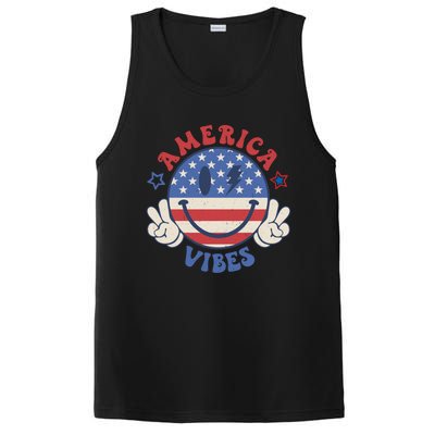 Smile Face America Vibes Usa Flag 4th Of July Patriotic Gift PosiCharge Competitor Tank