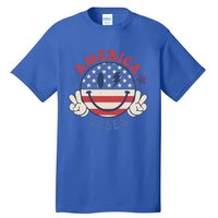 Smile Face America Vibes Usa Flag 4th Of July Patriotic Gift Tall T-Shirt