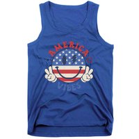 Smile Face America Vibes Usa Flag 4th Of July Patriotic Gift Tank Top