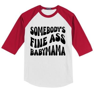 Somebodys Fine Ass Baby Mama Cute Kids Colorblock Raglan Jersey