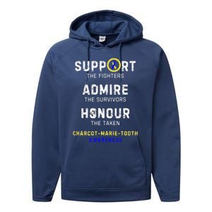 Support Fighters Admire Survivors Honour Charcotmarietooth Performance Fleece Hoodie