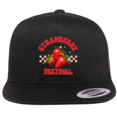 Strawberry Festival A Berry Good Time Strawberries Season Flat Bill Trucker Hat