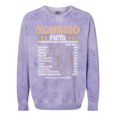 Scorpio Facts Awesome Zodiac Sign Birthday Gift Cool Gift Colorblast Crewneck Sweatshirt