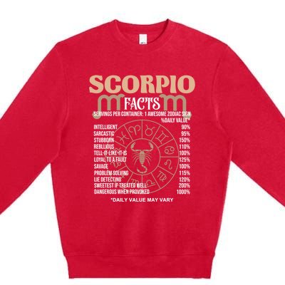 Scorpio Facts Awesome Zodiac Sign Birthday Gift Cool Gift Premium Crewneck Sweatshirt