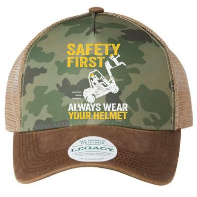 Safety First Always Wear Your Helmet Funny Forklift Driver Legacy Tie Dye Trucker Hat