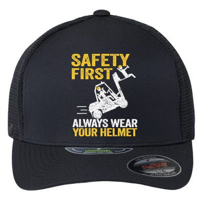 Safety First Always Wear Your Helmet Funny Forklift Driver Flexfit Unipanel Trucker Cap