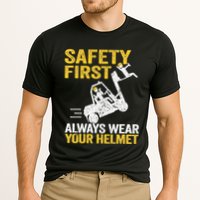Safety First Always Wear Your Helmet Funny Forklift Driver Cooling Performance Crew T-Shirt