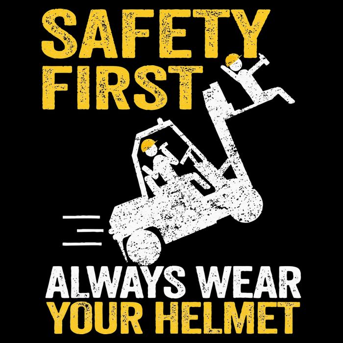 Safety First Always Wear Your Helmet Funny Forklift Driver Cooling Performance Crew T-Shirt