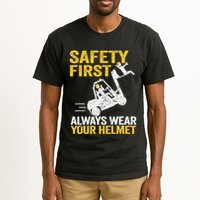 Safety First Always Wear Your Helmet Funny Forklift Driver Tall T-Shirt