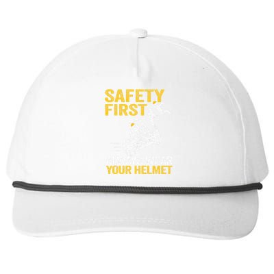 Safety First Always Wear Your Helmet Funny Forklift Driver Snapback Five-Panel Rope Hat