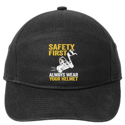 Safety First Always Wear Your Helmet Funny Forklift Driver 7-Panel Snapback Hat