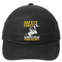 Safety First Always Wear Your Helmet Funny Forklift Driver 7-Panel Snapback Hat