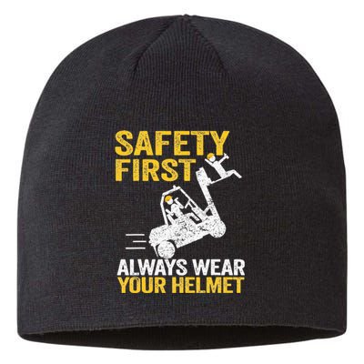 Safety First Always Wear Your Helmet Funny Forklift Driver Sustainable Beanie