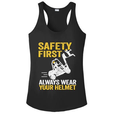 Safety First Always Wear Your Helmet Funny Forklift Driver Ladies PosiCharge Competitor Racerback Tank