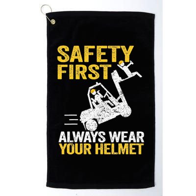 Safety First Always Wear Your Helmet Funny Forklift Driver Golf Towel