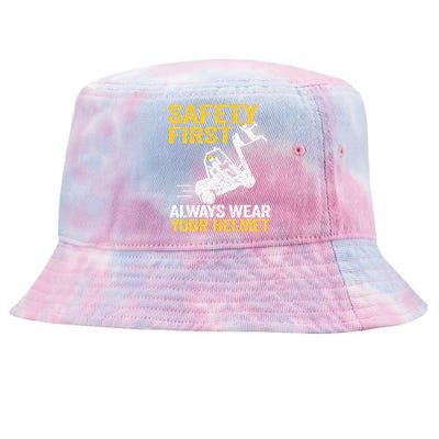 Safety First Always Wear Your Helmet Funny Forklift Driver Tie-Dyed Bucket Hat