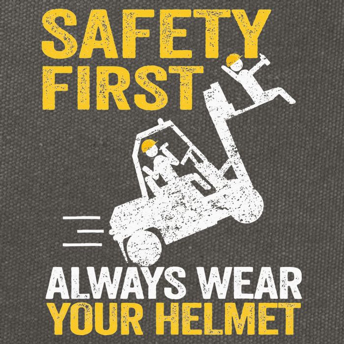 Safety First Always Wear Your Helmet Funny Forklift Driver Cotton Canvas Backpack