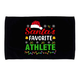 SantaS Favorite Athlete Funny Christmas Athlete Xmas Gift Microfiber Hand Towel