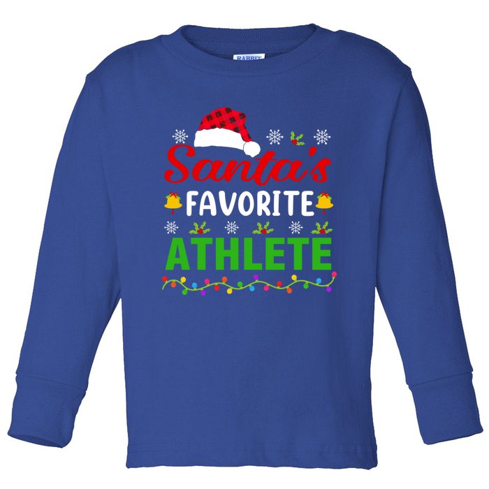 SantaS Favorite Athlete Funny Christmas Athlete Xmas Gift Toddler Long Sleeve Shirt