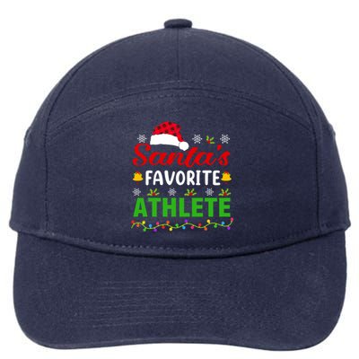 SantaS Favorite Athlete Funny Christmas Athlete Xmas Gift 7-Panel Snapback Hat