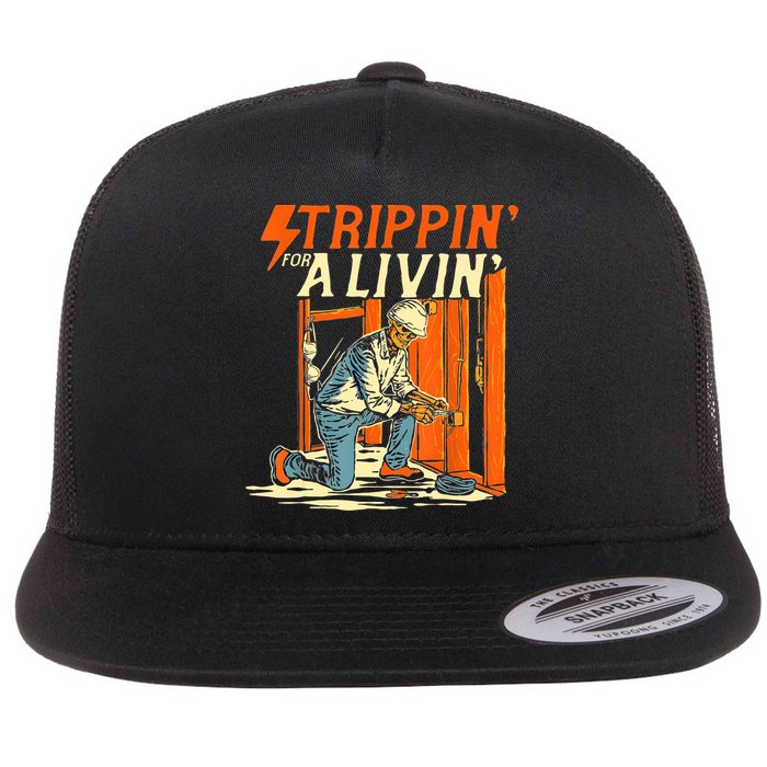 Stripping For A Living Electrician Work Electrical Worker Flatbill Hat