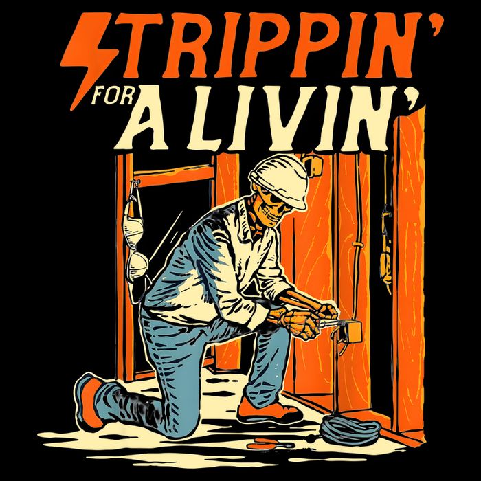 Stripping For A Living Electrician Work Electrical Worker Flatbill Hat