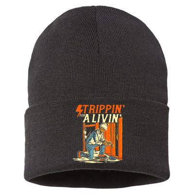 Stripping For A Living Electrician Work Electrical Worker Sustainable Knit Beanie