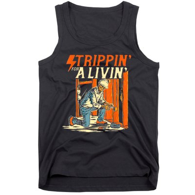 Stripping For A Living Electrician Work Electrical Worker Tank Top