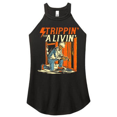 Stripping For A Living Electrician Work Electrical Worker Women's Perfect Tri Rocker Tank