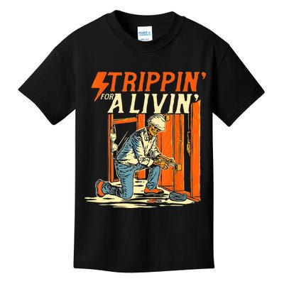 Stripping For A Living Electrician Work Electrical Worker Kids T-Shirt