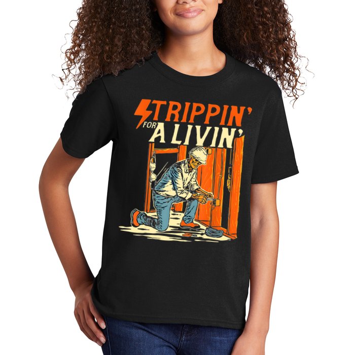 Stripping For A Living Electrician Work Electrical Worker Kids T-Shirt