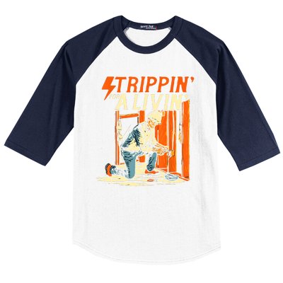 Stripping For A Living Electrician Work Electrical Worker Baseball Sleeve Shirt