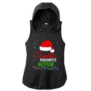 SantaS Favorite Author Santa Hat Lights. Funny Christmas Ladies PosiCharge Tri-Blend Wicking Draft Hoodie Tank