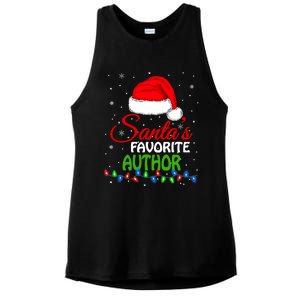 SantaS Favorite Author Santa Hat Lights. Funny Christmas Ladies PosiCharge Tri-Blend Wicking Tank