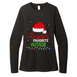 SantaS Favorite Author Santa Hat Lights. Funny Christmas Womens CVC Long Sleeve Shirt