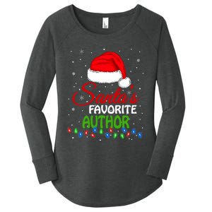 SantaS Favorite Author Santa Hat Lights. Funny Christmas Women's Perfect Tri Tunic Long Sleeve Shirt