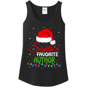 SantaS Favorite Author Santa Hat Lights. Funny Christmas Ladies Essential Tank