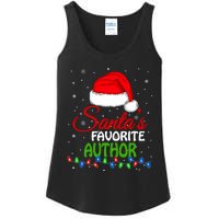 SantaS Favorite Author Santa Hat Lights. Funny Christmas Ladies Essential Tank