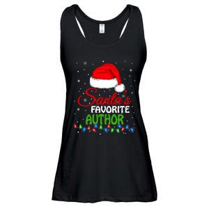 SantaS Favorite Author Santa Hat Lights. Funny Christmas Ladies Essential Flowy Tank