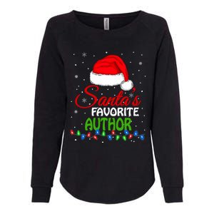 SantaS Favorite Author Santa Hat Lights. Funny Christmas Womens California Wash Sweatshirt