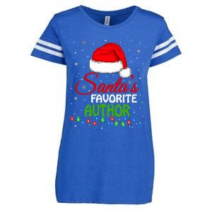 SantaS Favorite Author Santa Hat Lights. Funny Christmas Enza Ladies Jersey Football T-Shirt