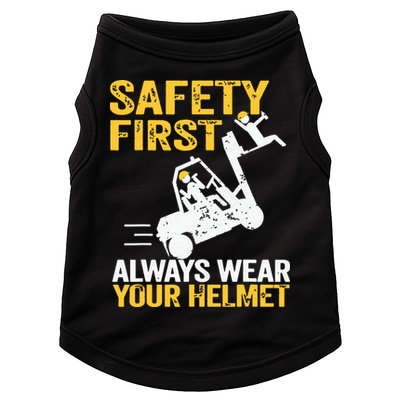 Safety First Always Wear Your Helmet Funny Forklift Driver Doggie Tank