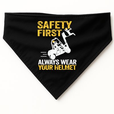 Safety First Always Wear Your Helmet Funny Forklift Driver USA-Made Doggie Bandana