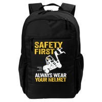 Safety First Always Wear Your Helmet Funny Forklift Driver Backpack