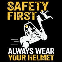 Safety First Always Wear Your Helmet Funny Forklift Driver Flat Bill Trucker Hat