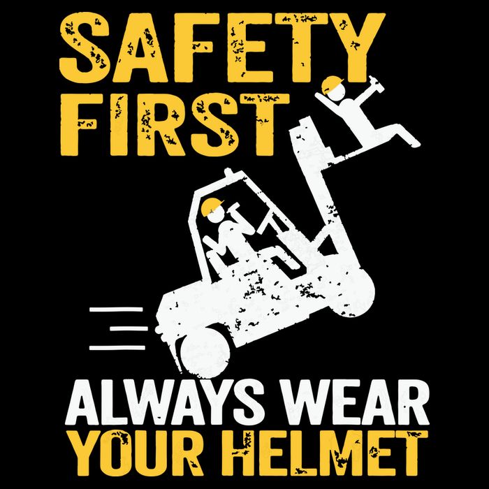 Safety First Always Wear Your Helmet Funny Forklift Driver Flat Bill Trucker Hat