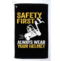 Safety First Always Wear Your Helmet Funny Forklift Driver Golf Towel
